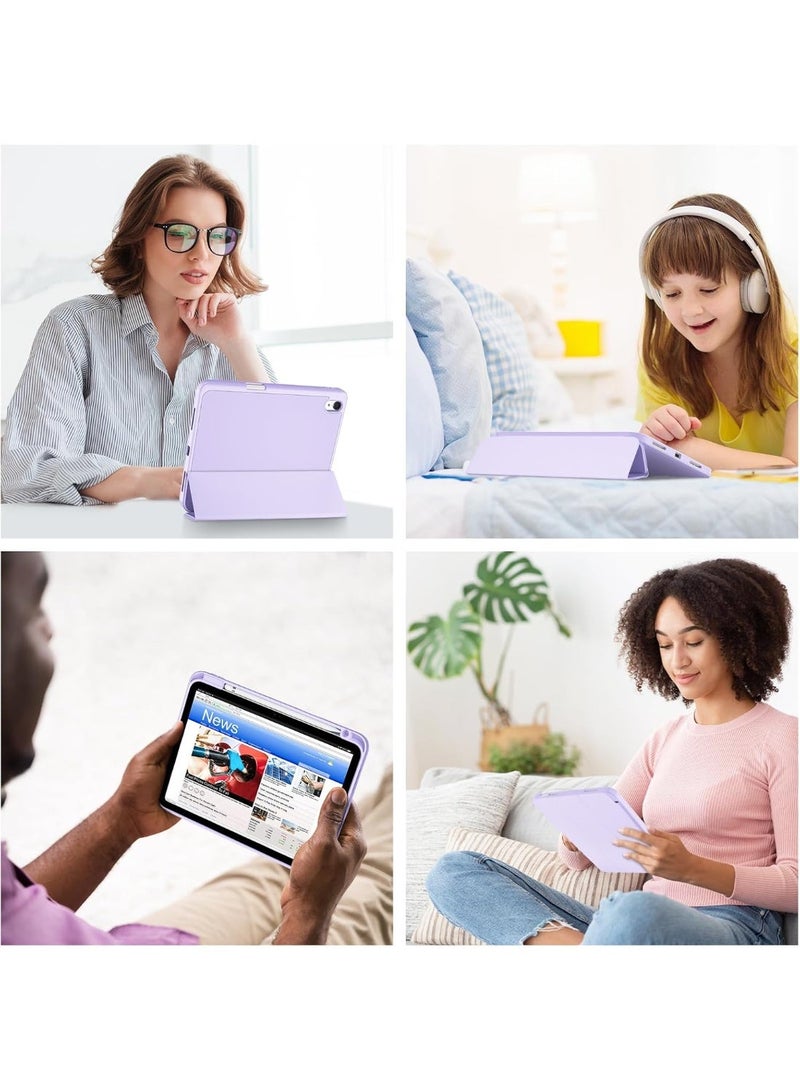 Case for iPad A16 2025 11th Generation 11 Inch/iPad 10th Generation 2022 10.9 Inch with Pencil Holder Durable PU Leather Flexible TPU Back Drop Resistant Protective Case Auto Wake/Sleep (Light Purple) - Image 2